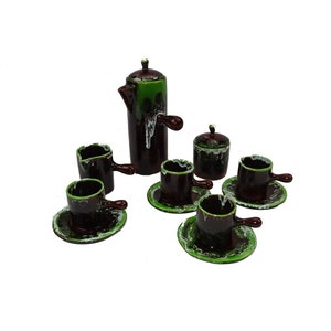 Magnificent ceramic Vallauris coffee service / French vintage kitchen decoration / tableware / kitsch coffee maker