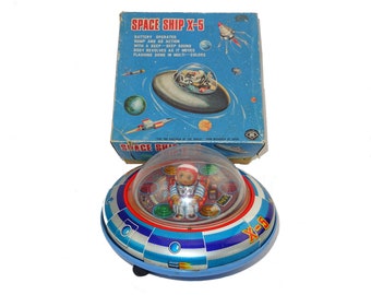 Flying Saucer Space Ship X 5 Masudaya Japan / Modern Toys Flying Saucer Space Ship X 5 Masudaya Japan / Modern Toys