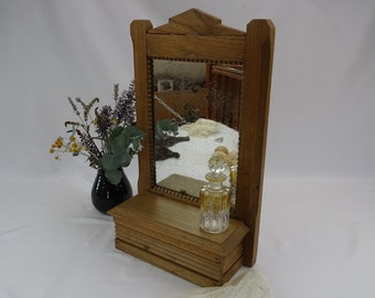Antique wooden toilet cabinet with antique mirror / Pharmacy furniture / dressing table / Bathroom decoration / shelf storage