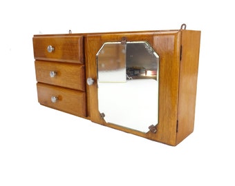 Old wooden bathroom cabinet with mirror / Medicine cabinet / dressing table / Bathroom decoration / shelf storage