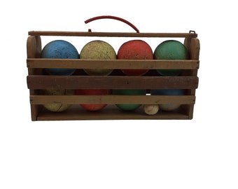 Jeu de boules de pétanque  / Vieux Jouet de France / décoration chambre de bébé / Jeu de société vintage /  collection jouets anciens