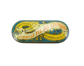 Sheet metal box the Chinese wire / haberdashery and sewing collection / Vintage tin box / gold wire / boxoferrophile / metal box