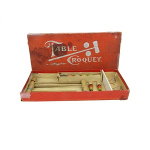 Old JOSCO type croquet game in original box / old wooden toy Nova Golf style / Educational game for children / mini golf / Base ball