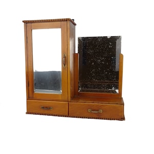 Beautiful old wooden bathroom cabinet with beveled mirror / Medicine cabinet / dressing table Bathroom decoration storage shelf