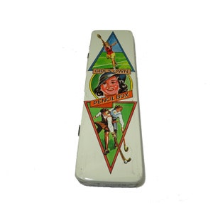 Sheet metal box with English women&#39;s sports / Old pencil box / Girl&#39;s own / Design I am Logan / Collection of tin boxes