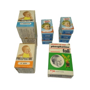Beau lot de mini boites pour dinette de poupée / Jouets et accessoires pour poupées /  Collection de boites en carton vintage et réclames