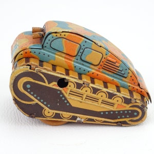 Juguete de hojalata de tanque mecánico CK hecho en Japón KSG / colección de juguetes antiguos de metal / tanque de llave / juguete de piso imagen 3