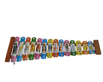 Vintage Japanese toy xylophone / Antique musical toy in the style of Taiyo World toys / Children's toy / Toy collection / Animal decor