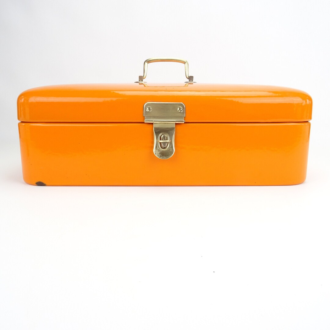 Old Orange Vintage Bread Bin in Enamelled Sheet Metal / France Etsy