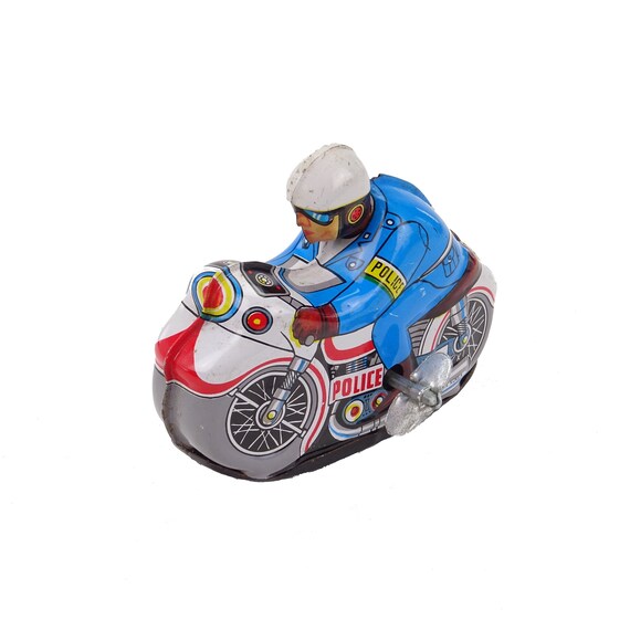 Ancienne Figurine Motard Police Américaine - Joustra? - Moto Vintage - Pièce Collection