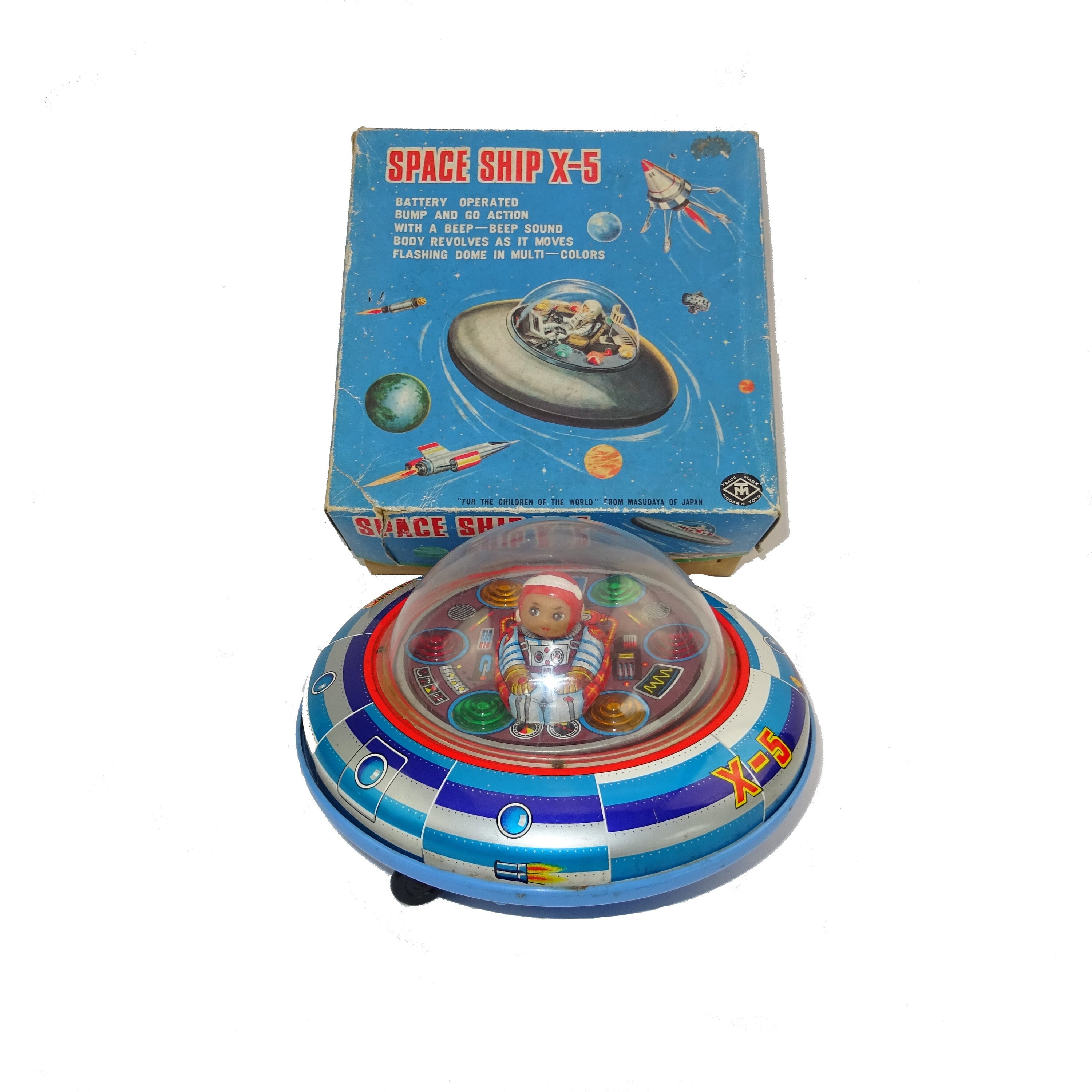 Flying Saucer Space Ship X 5 Masudaya Japan / Modern Toys Flying Saucer Space Ship X 5 Masudaya Japan / Modern Toys