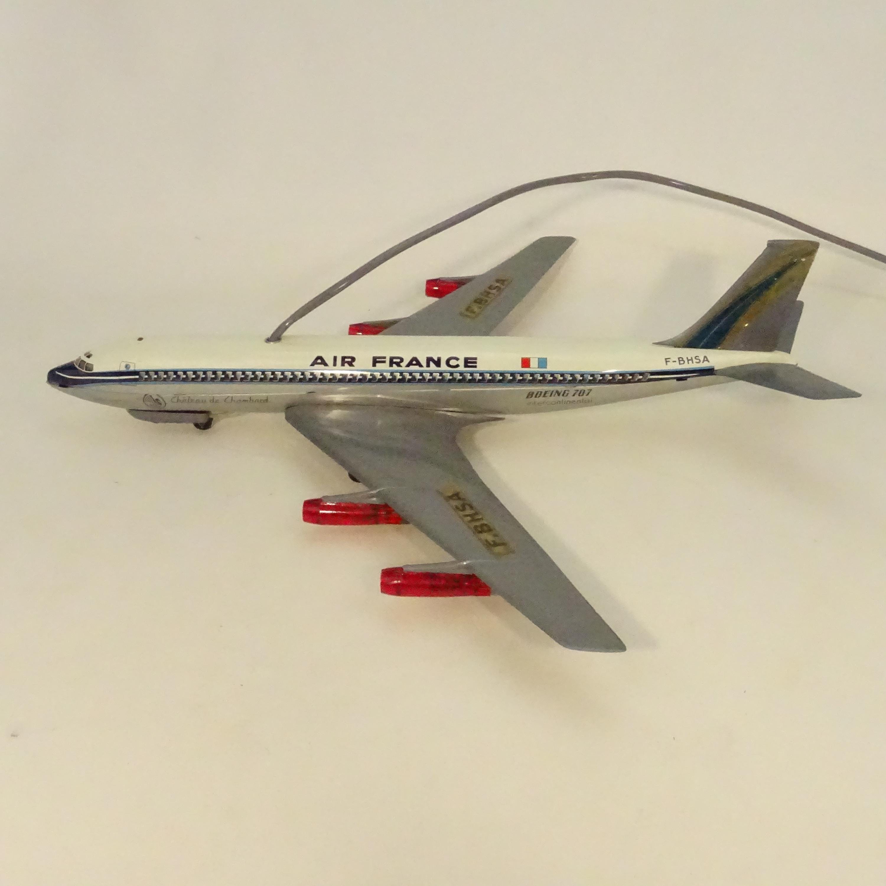 Jouet Tôle Ancien Mont Blanc - Avion Fusée X15 Bleu - Friction - Air Force