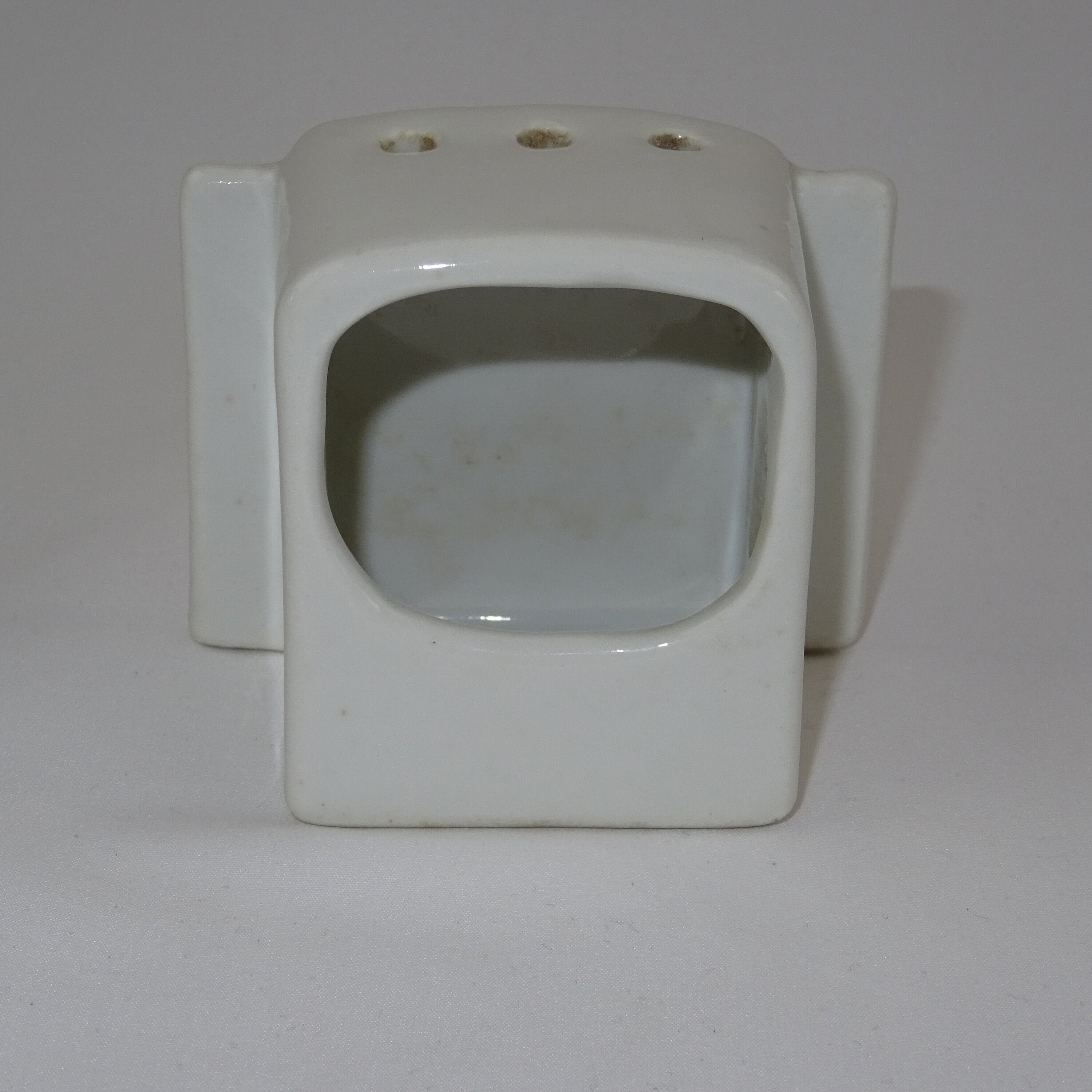 Vieille Mangeoire à Oiseaux en Céramique/Accessoire Pour Cage Oiseau Vintage Décoration de Véranda C