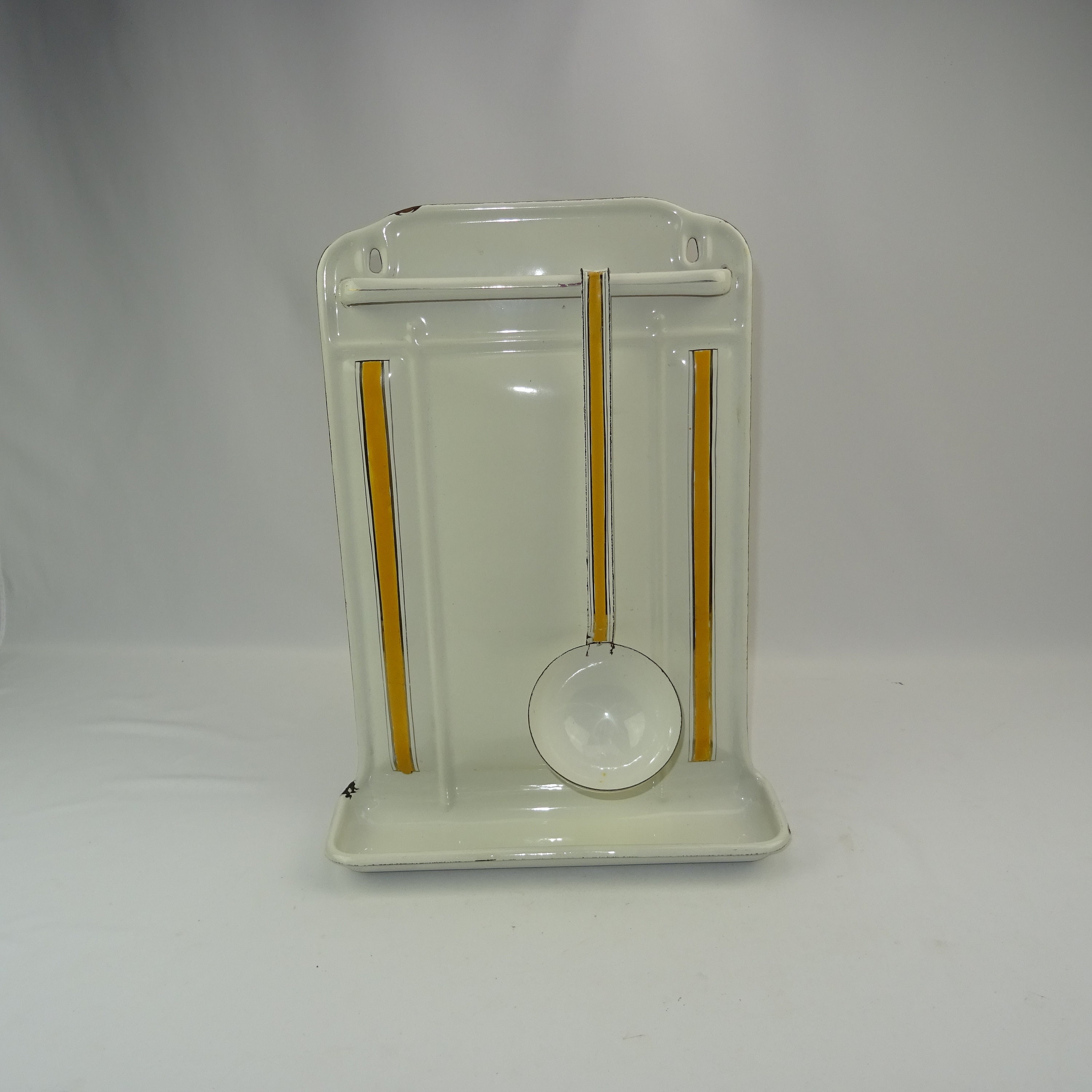 Egouttoir Suspension en Tôle Émaillée/Décoration de Cuisine Vintage Support Pour Louche et Ustensile