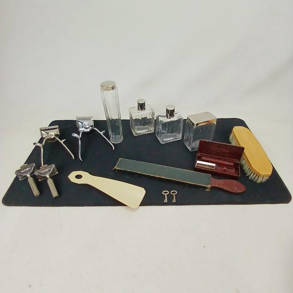 Valise de toilette Manufrance Art Déco vers 1935 cuir, nécessaire de barbier et accessoires, Saint-Étienne France – Valise de voyage barbier View 6