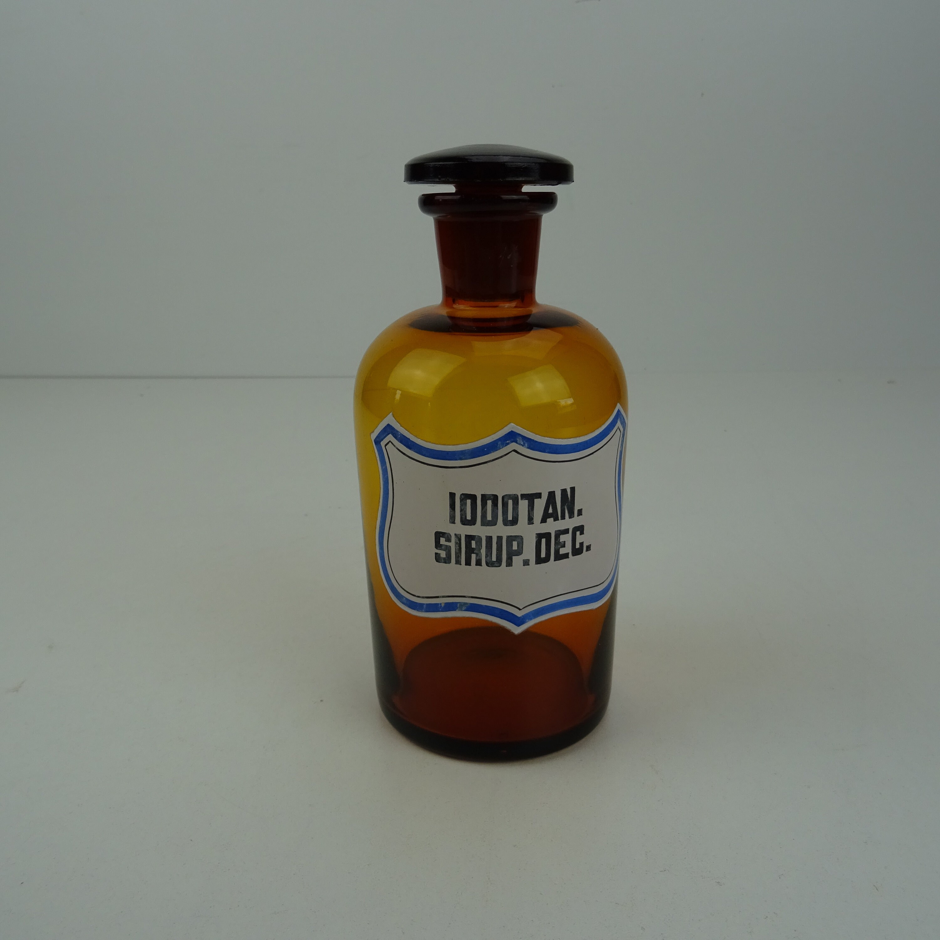 Bouteille de Pharmacie en Verre/Flacon Médical d'apothicaire Iodotan Sirup Collection Médecine Décor