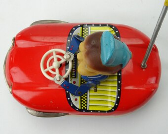 Jouet Ancien JRD - Voiture Auto Tamponneuse Mécanique En Tôle - France