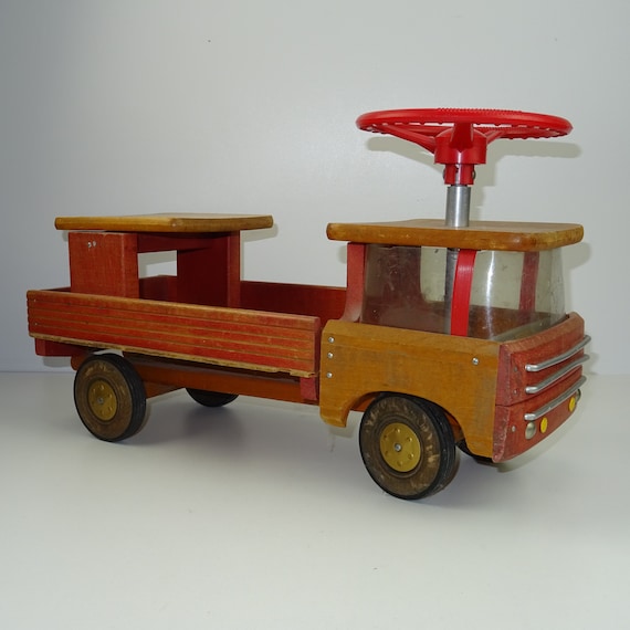 Camion En Bois Vintage Des Années 50 - Marque Dejou (?), Entièrement D'origine, Sorti De Grenier