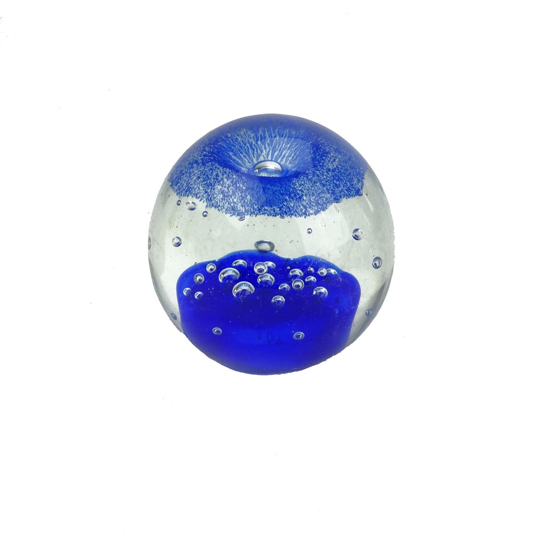 Pretty Glass Paperweight / Sulfide Office Ball / Office Decoration