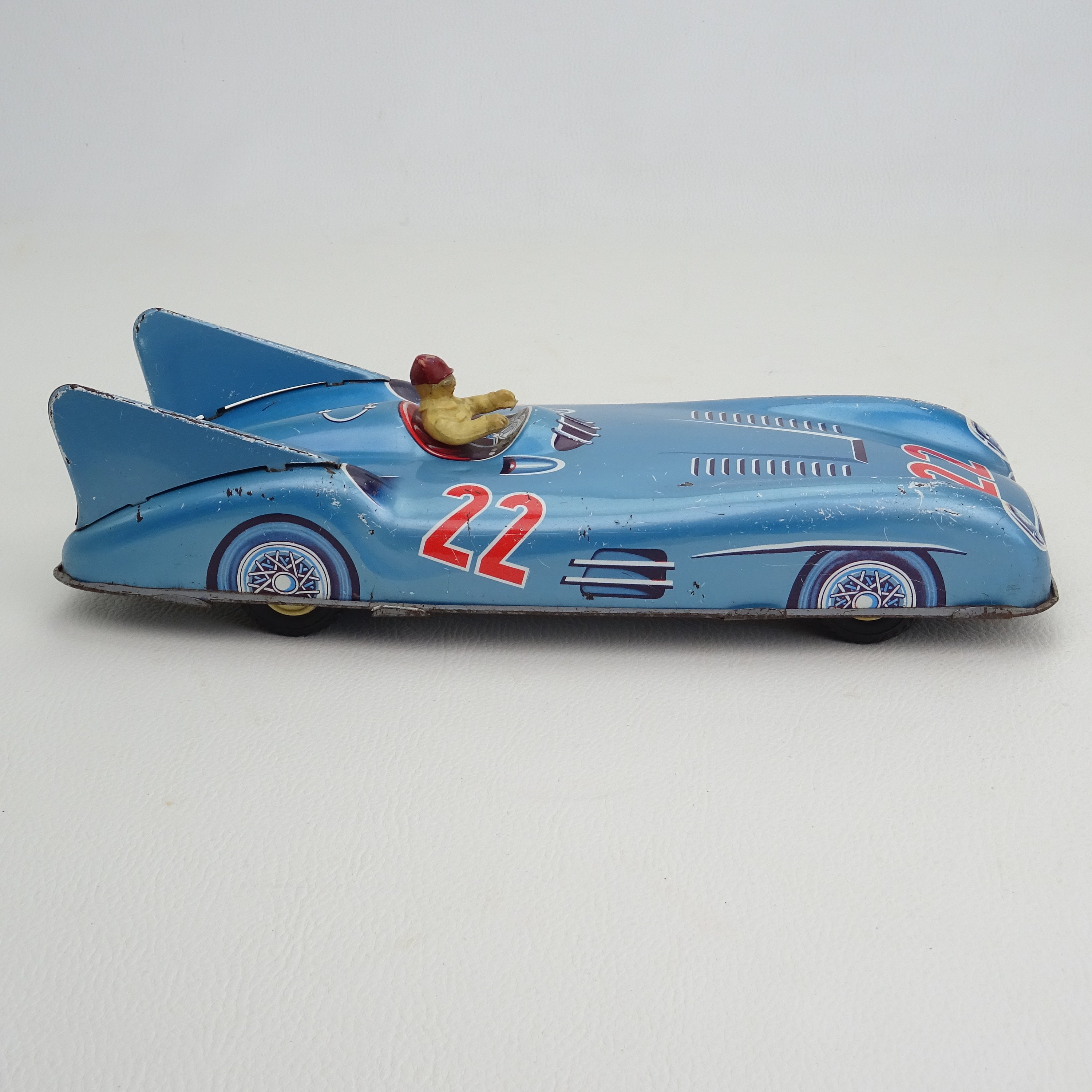 Ancienne Voiture Mécanique En Tôle - Joustra / Jep - Jouet Vintage France - État D'usage