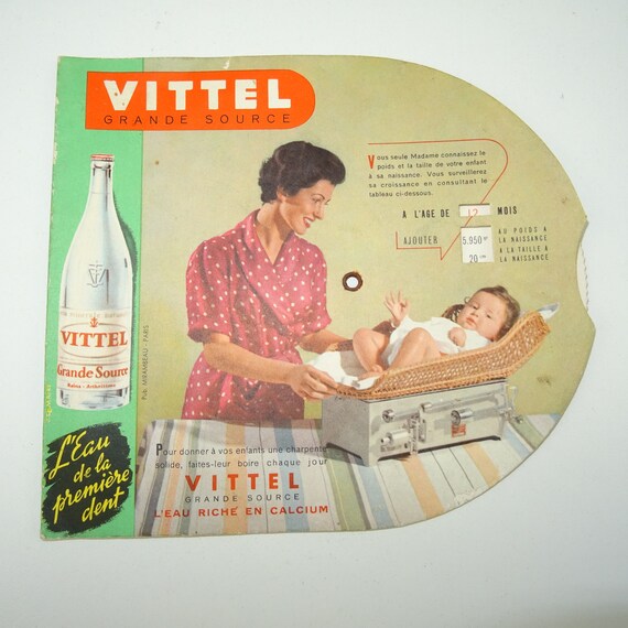 Vieille Publicite Vittel Table De Mesures Pour Bebe Et Etsy