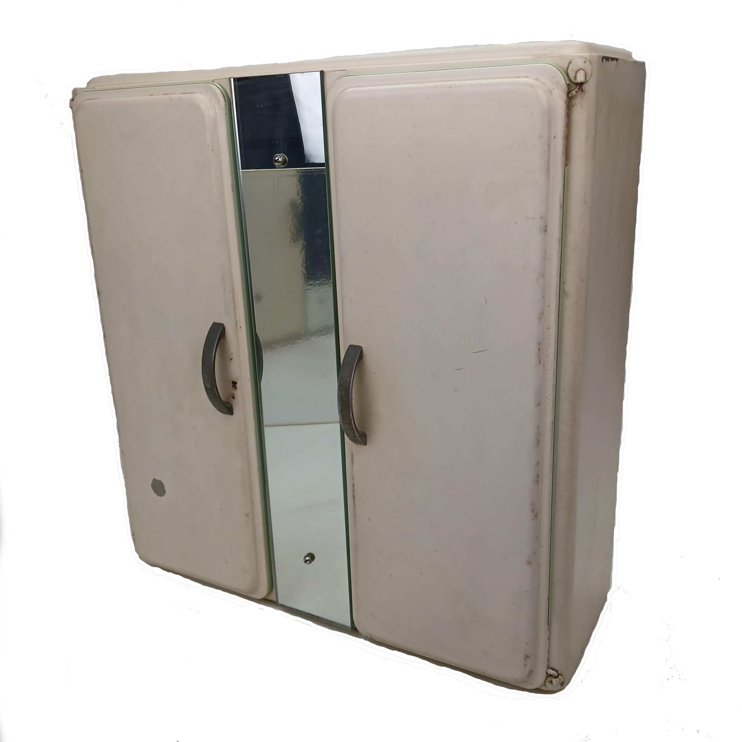 Armoire De Toilette Vintage En Métal Avec Miroir/Meuble À Pharmacie Industriel Décoration Salle Bains Rangement Étagère