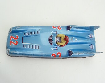 Voiture De Course à Friction JOUSTRA En Tôle Et Plastique - Occasion (état à Vérifier) - Jouet Vintage