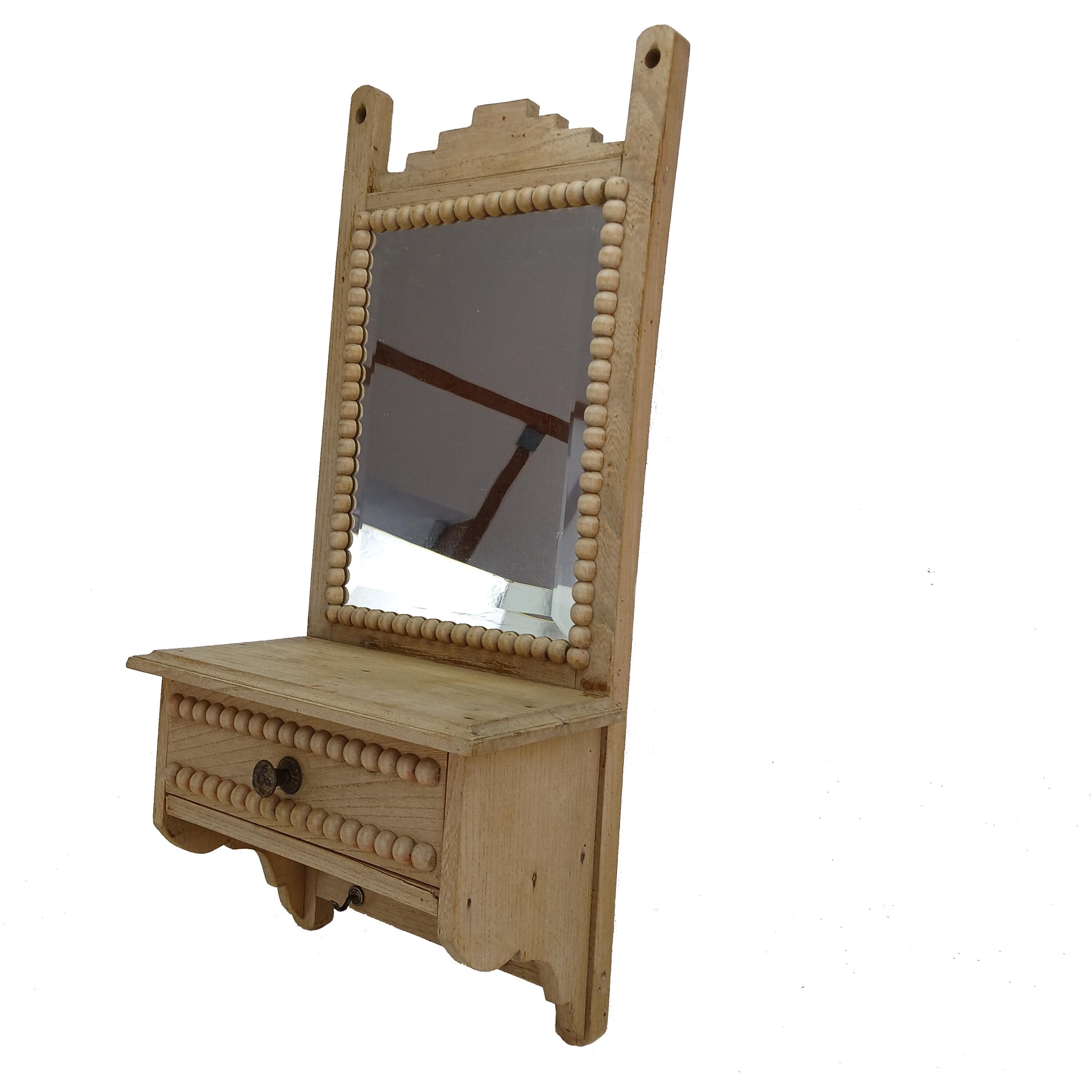 Beautiful antique solid wood bathroom cabinet with mirror / Medicine cabinet dressing table / Bathroom decoration / Storage shelf