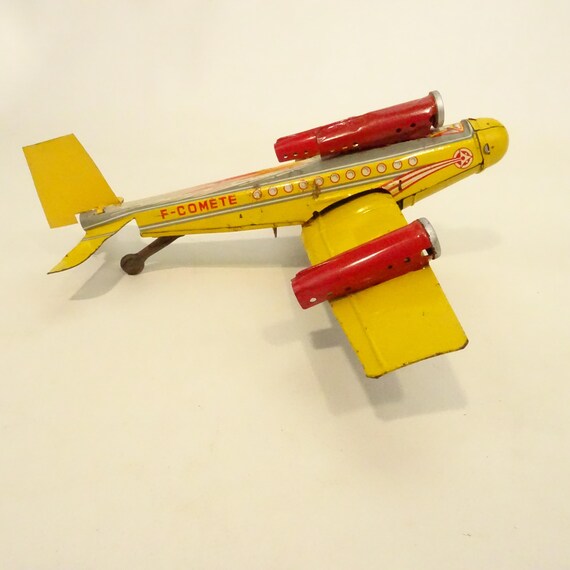 Ancien Jouet France Jml Avion Tole Mecanique Cle 1940