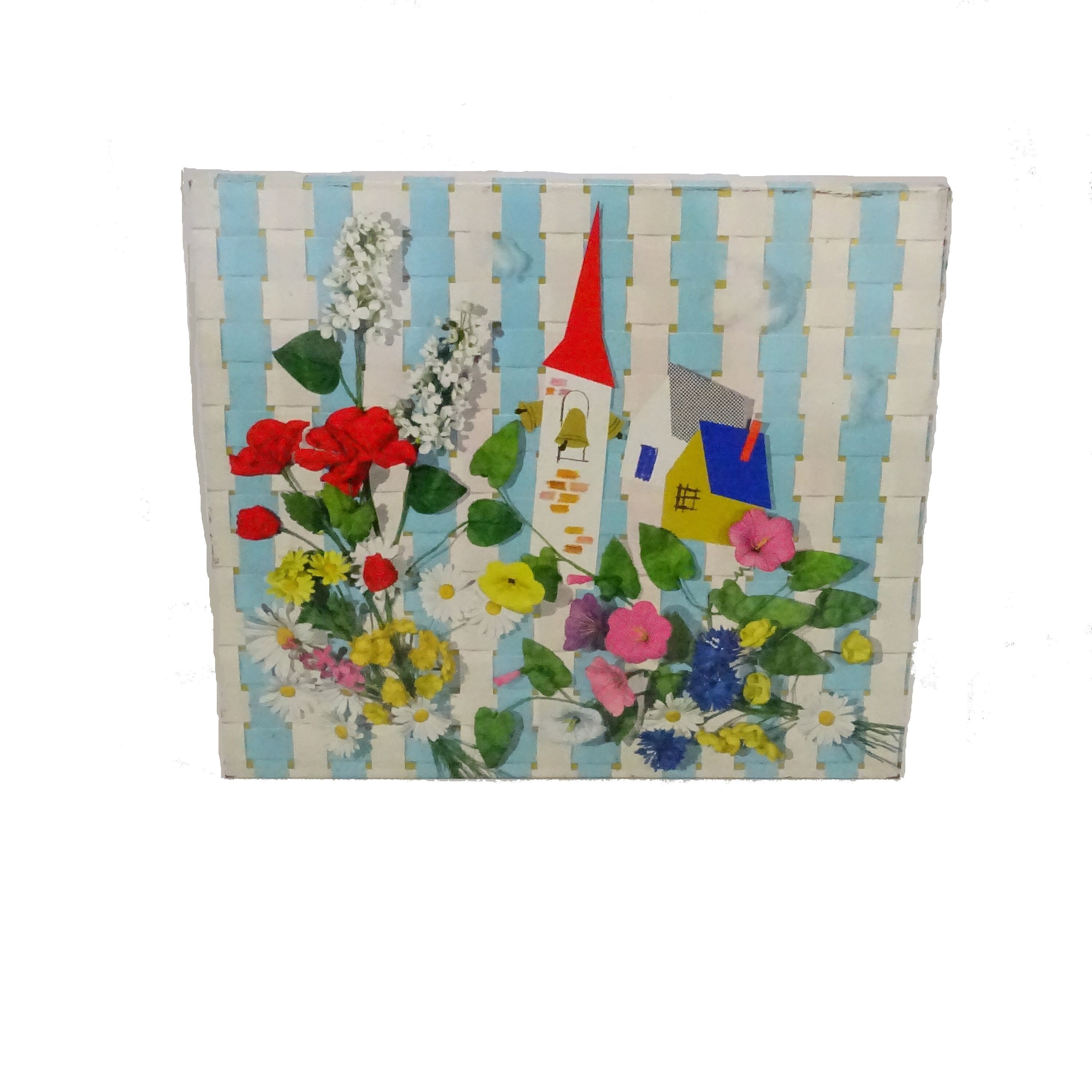 Very rare White Rooster tin box / Tin box collection / Souvenir of vintage Paris / Small French village with church and café