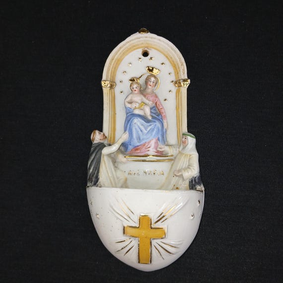 ヴィンテージ 『導きの聖母子』 陶器飾り マリア様 イエス・キリスト