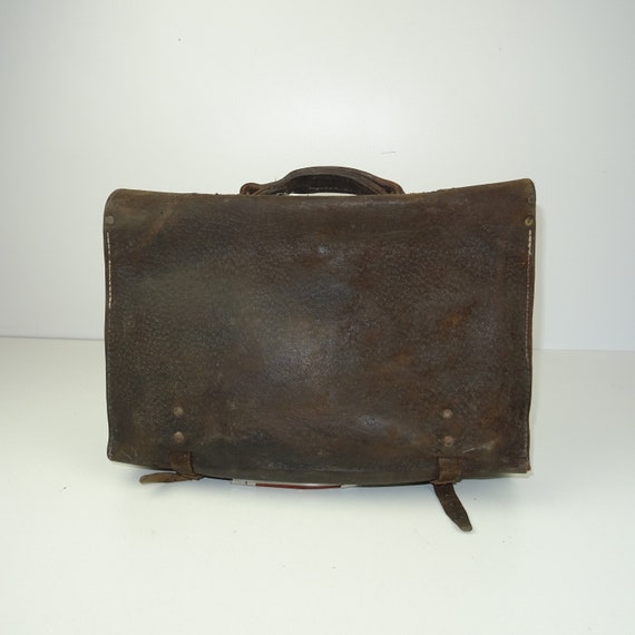 Old Leather School Bag / Briefcase / Leather Briefcase / Etsy