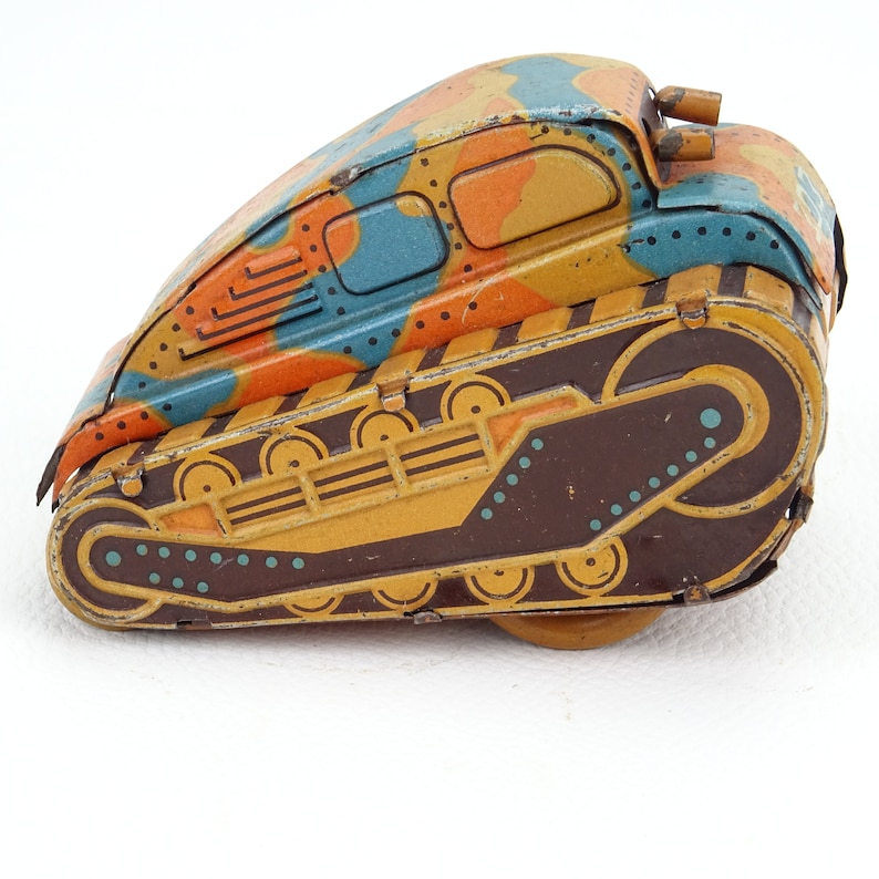 Juguete de hojalata de tanque mecánico CK hecho en Japón KSG / colección de juguetes antiguos de metal / tanque de llave / juguete de piso imagen 5