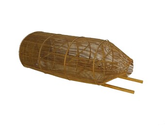 Vintage 2 Piece ASIAN FISHING CREEL Basket-fish Trap Made of Split Bamboo-rattan  8.5 Tall / 20th Cent. Asian Philippine Collectible Bskt -  Australia
