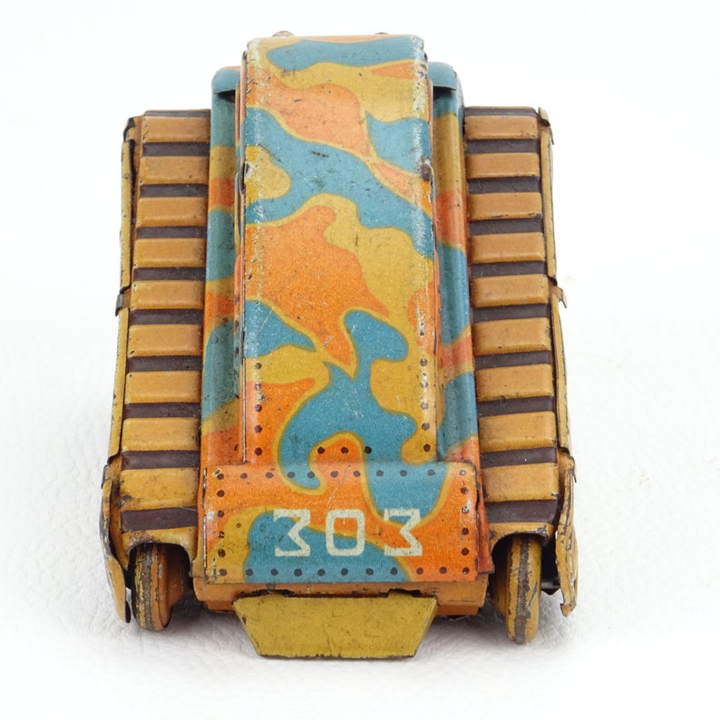 Juguete de hojalata de tanque mecánico CK hecho en Japón KSG / colección de juguetes antiguos de metal / tanque de llave / juguete de piso imagen 4