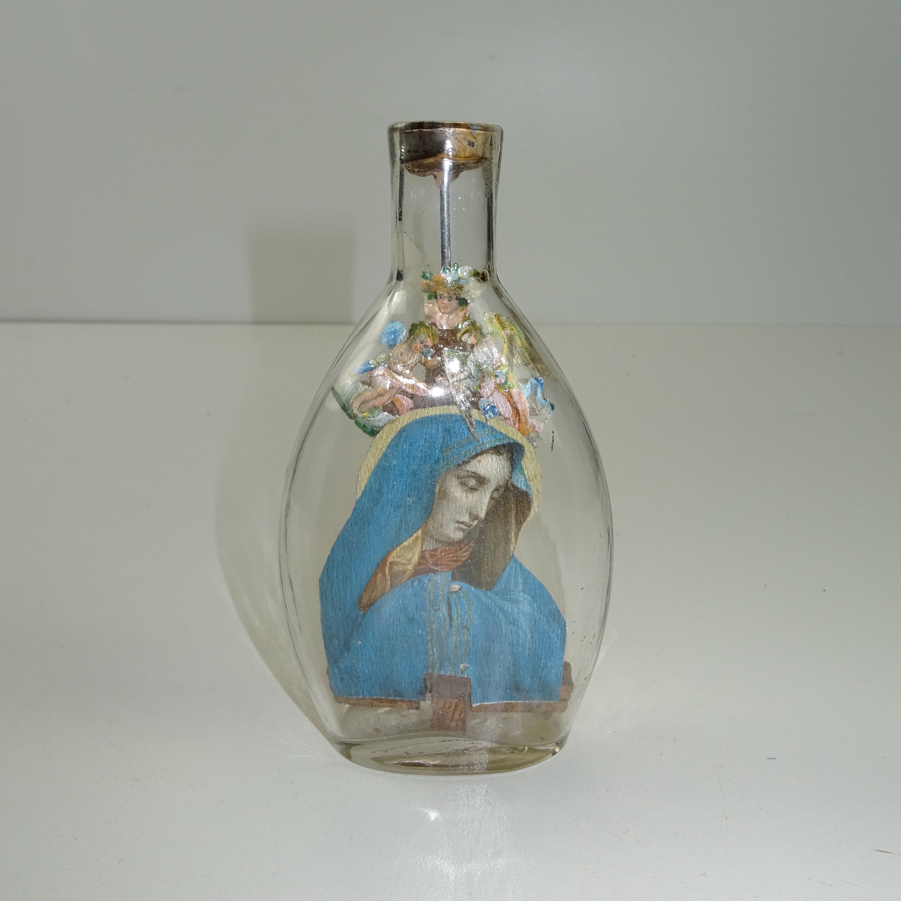 Bouteille Passion avec La Vierge Marie/Anges Angelots Coeur Jésus Objet Religieux Bouteille Calvaire