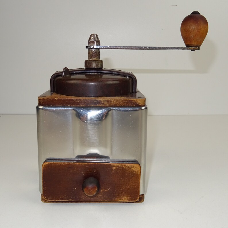 Shabby Chic Coffee Grinder Vintage French Coffee Grinder French Country Kitchen French Coffee Mill Wood /& Brass Coffee Grinder