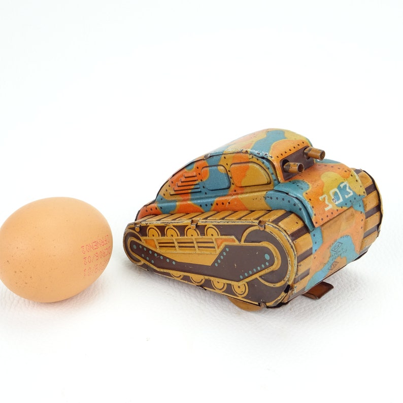 Juguete de hojalata de tanque mecánico CK hecho en Japón KSG / colección de juguetes antiguos de metal / tanque de llave / juguete de piso imagen 10