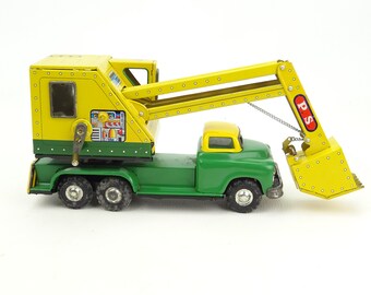 Rare Linemar GMC Crane Truck Toy Japanese Retro Sheet Metal