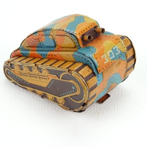 Juguete de hojalata de tanque mecánico CK hecho en Japón KSG / colección de juguetes antiguos de metal / tanque de llave / juguete de piso imagen 2