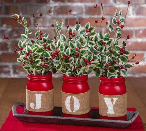 Christmas Mason Jar Decor Mason Jar Decor Rustic Christmas Etsy