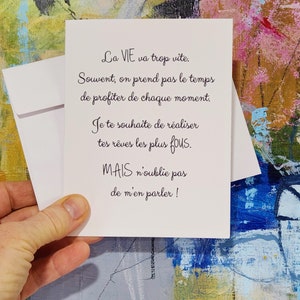 French cards, Positive cards, carte de fête, Birthday card, encouragement card, carte de souhait, thinking of you, funny cards, note cards