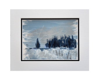 Blue landscape Art, Abstract Nature Painting, Watercolor Art, Modern Painting, Office Painting, modern wall decor, office painting