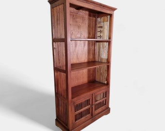 Librería vintage de madera maciza de caoba Elegancia atemporal para su biblioteca