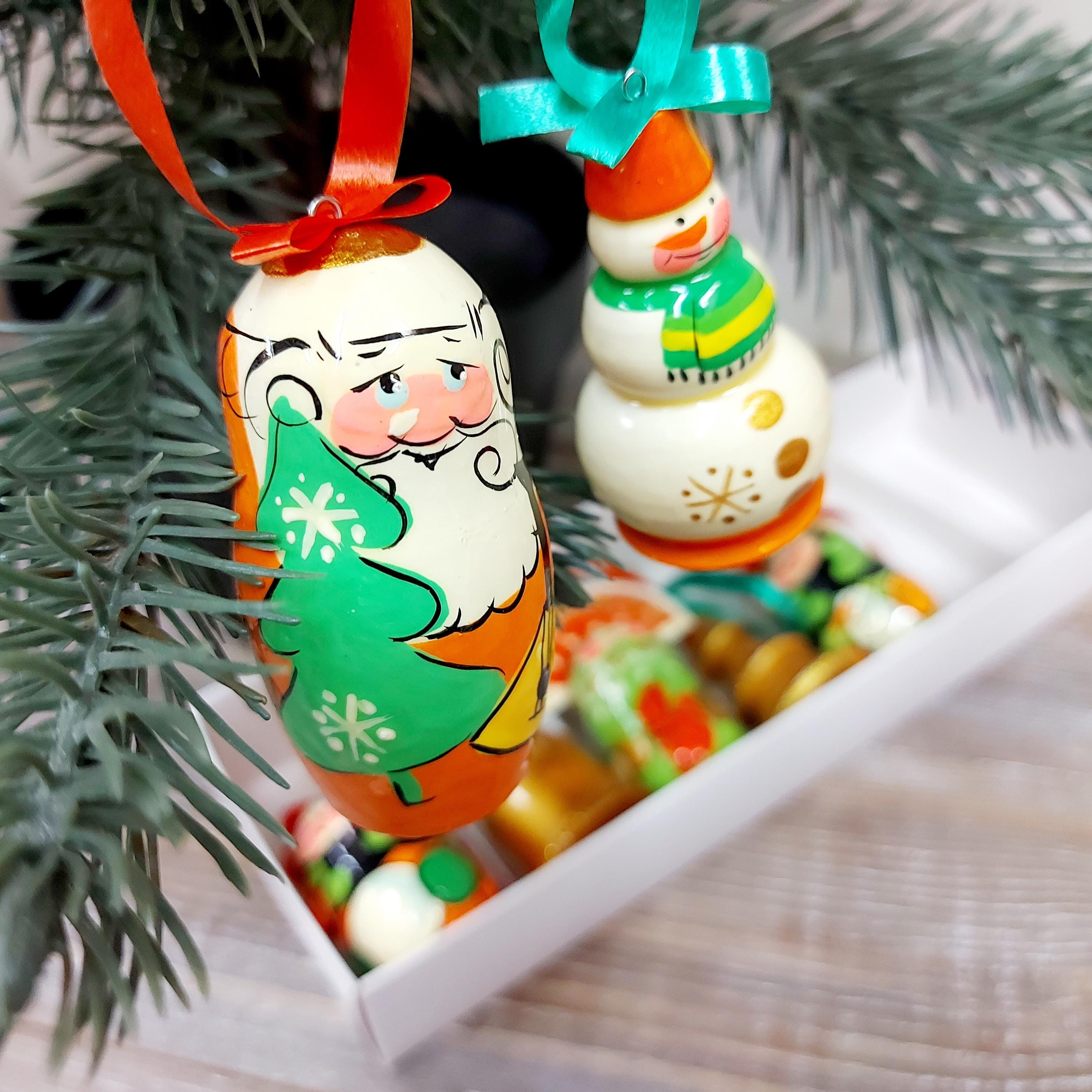 クリスマス木製オーナメント７個 クリスマスオーナメント：7個の木製クリスマスツリーオーナメント、7個