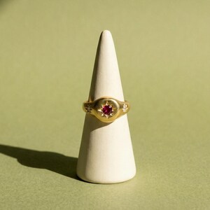 Chevalière rubis et diamants | Parure gitane en argent sterling 925 plaqué or 14 carats