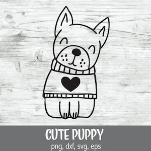 Niedlicher Welpe SVG, niedlicher Welpe ClipArt, Welpe Datei für Cricut, französische Bulldogge svg