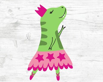Ballerina Dinosaur for Girls SVG File for Cricut & Silhouette Machines, Dancing Dinosaur SVG, Ballet SVG, T-Rex for Girls