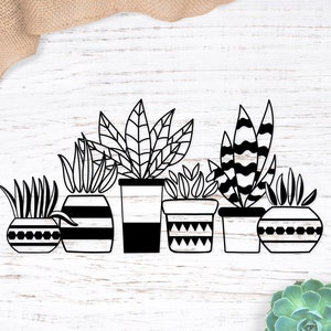 Planten SVG-bestand voor Cricut, kamerplanten SVG, potplanten SVG, hand getrokken planten SVG-ontwerp