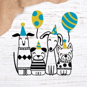 Cumpleaños del niño SVG, Perros SVG, Cumpleaños del niño Svg, Cumpleaños del niño Svg, Cumpleaños de la niña Svg, Cumpleaños del perro Svg, Perros de fiesta svg, Imágenes Prediseñadas de cumpleaños